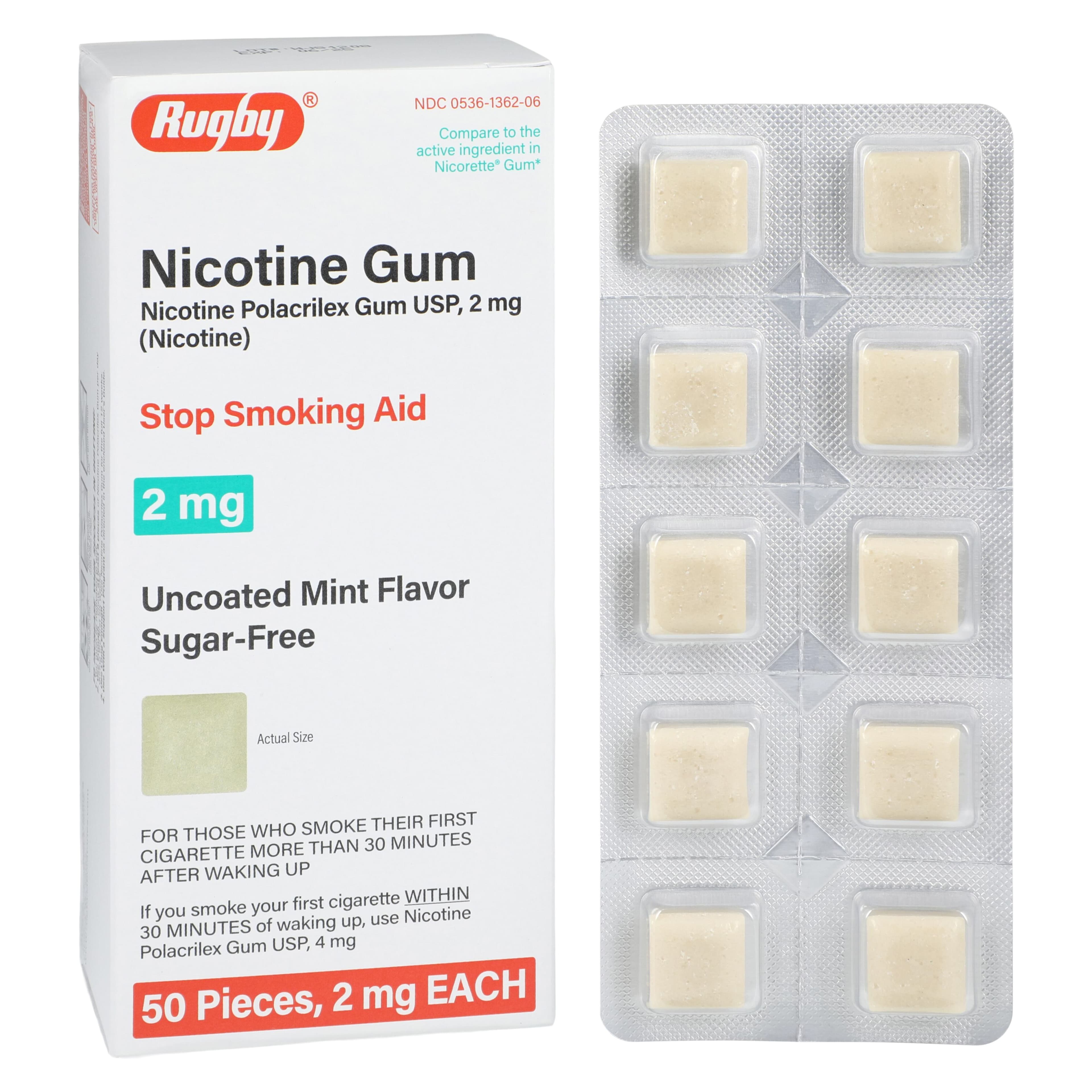 Nicorette Nicotine Gum Refill, Mint, 2mg, 50 Pieces/Box thumbnail 2