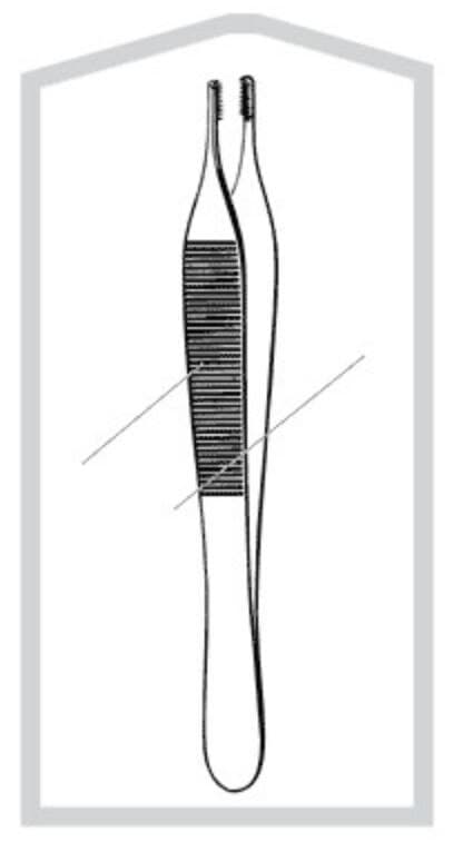 Econo Adson-Brown Tissue Forceps, Straight, 4.75", Stainless Steel, Sterile, 50/Box - Forceps Tssue Adson Brwn 4.75" - Image 1