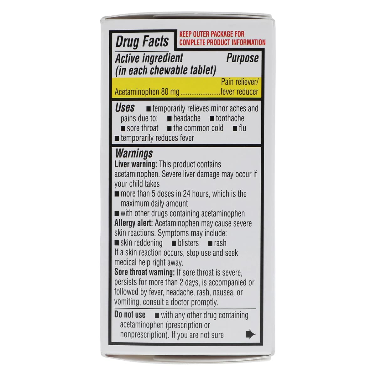 Acetaminophen Chewable Tablets, 80mg, Grape Flavor, 30/Bottle thumbnail 3
