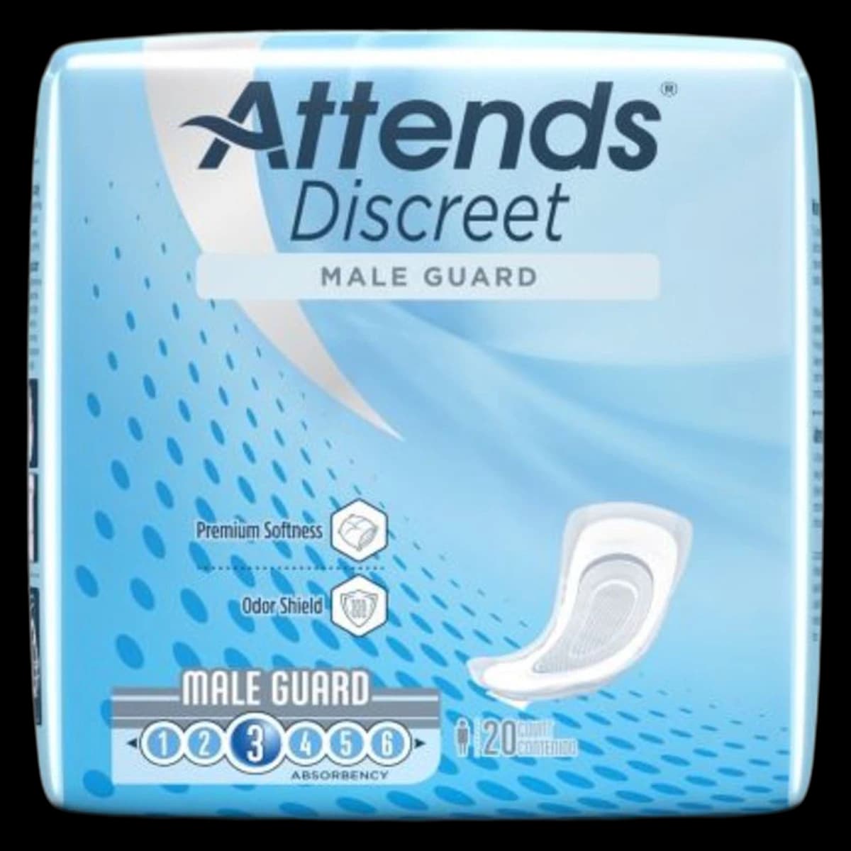 Attends Bladder Control Guard Male Adult, 12", Light Absorbency, Polymer, Disposable, 120/Case - Pad Bladder Cntrl Male Guard - Image 1