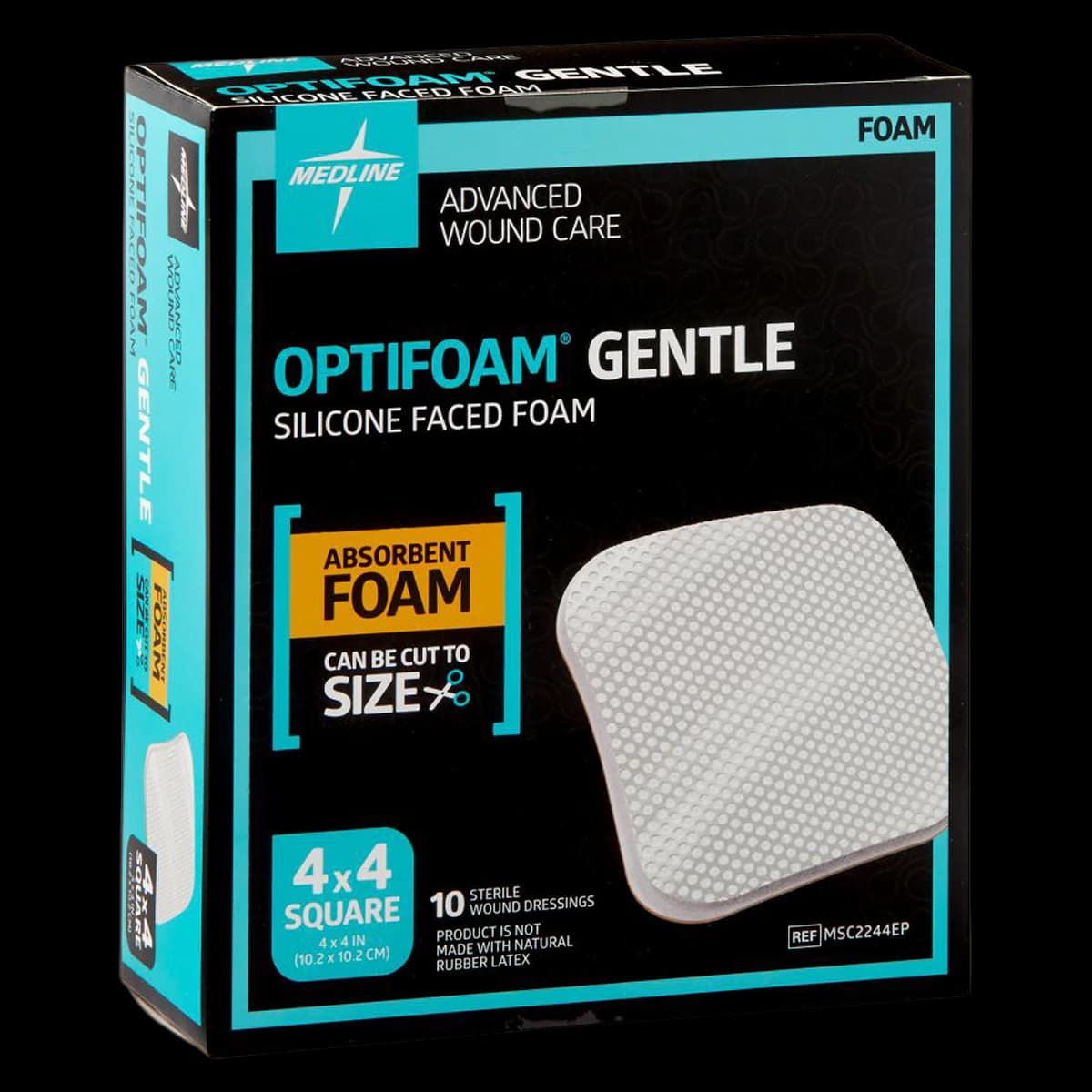 Medline Optifoam Gentle Silicone Foam Dressing, 4" x 4", Adhesive, Sterile - Dressing Optifoam Gentle - Image 1
