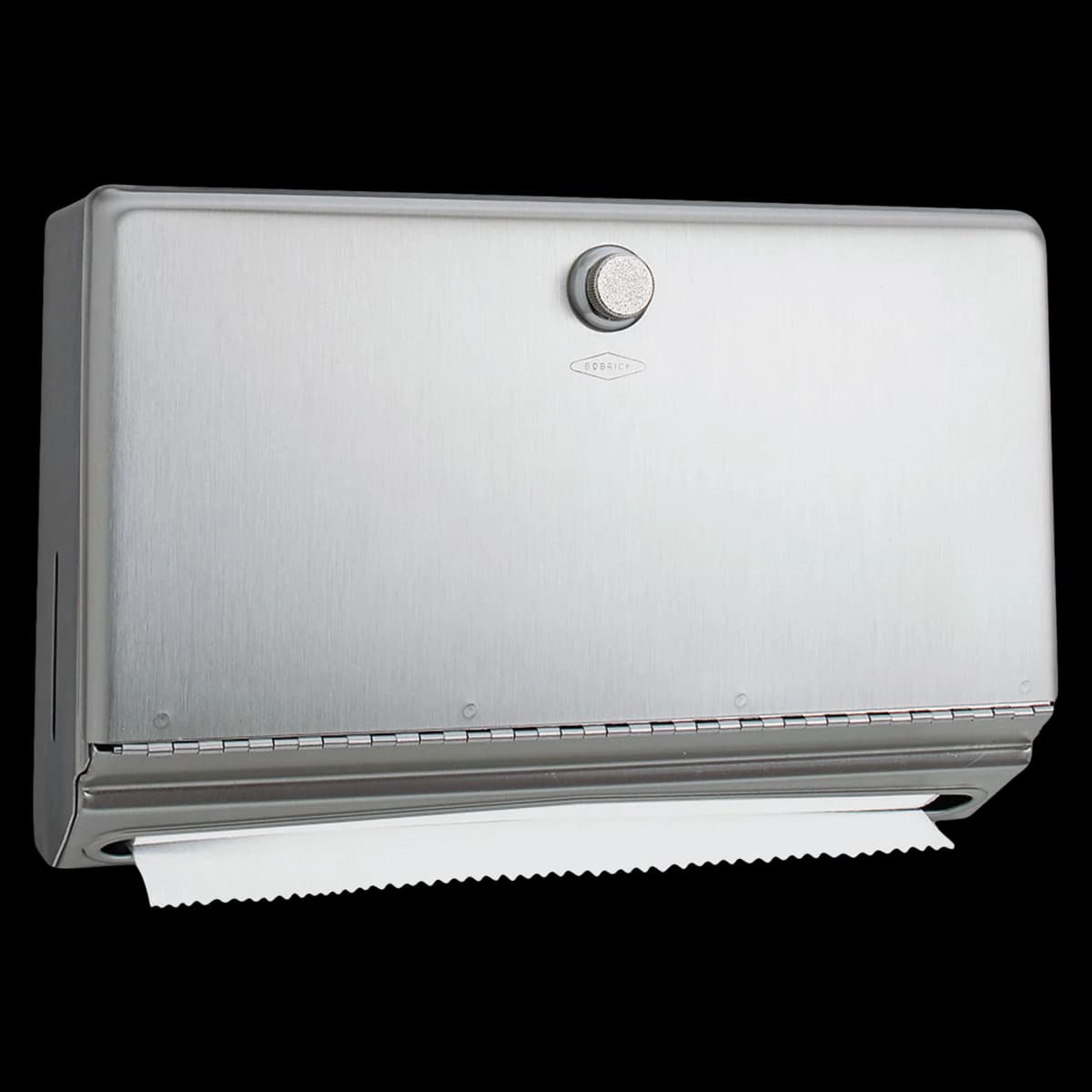 Bobrick Surface-Mounted Paper Towel Dispenser, Satin Stainless Steel, 10-3/4" x 4" x 7-1/8", Holds 200 C-Fold or 275 Multifold Towels - Bobrick Surface-Mounted Paper Towel Dispenser Stainless Steel 10-3/4" x 4" x 7-1/8" - Image 1
