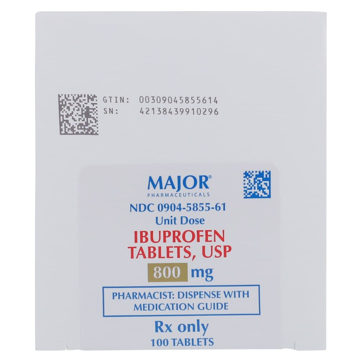Ibuprofen Tablets 800 mg, Unit Dose, 100/Package, Major Pharmaceuticals thumbnail 3