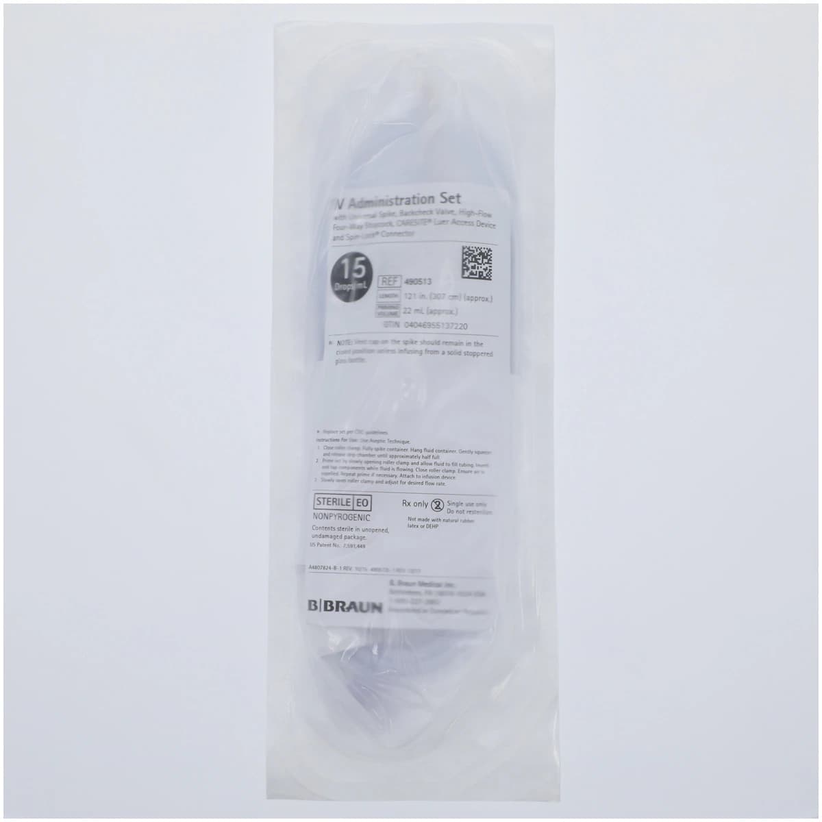 B. Braun IV Administration Set, 15 Drops/mL, 121" Tubing, with Caresite LAD, Sterile, Latex-Free, 50/Case thumbnail 2