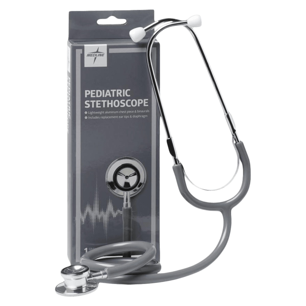 Medline Dual Head Pediatric Stethoscope, Gray, Each - Stethoscope Dual Head Pediatr - Image 1