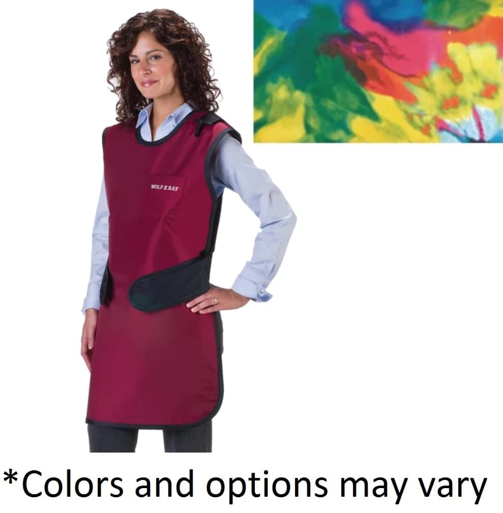 Wolf X-Ray Easy Wrap X-Ray/Protective Apron, Tie Dye Lead, 24x42", 0.5mm Lead Equivalence, with Thyroid Collar, Large - Apron X-Ray w/ Collar Large - Image 1