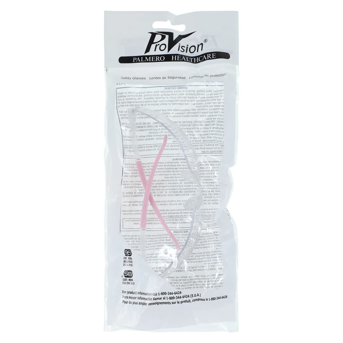 ProVision Econo Tilts Safety Eyewear, Clear Frame, Clear Lens, Rose Quartz Tips, Anti-Fog, ANSI Z87.1 thumbnail 5