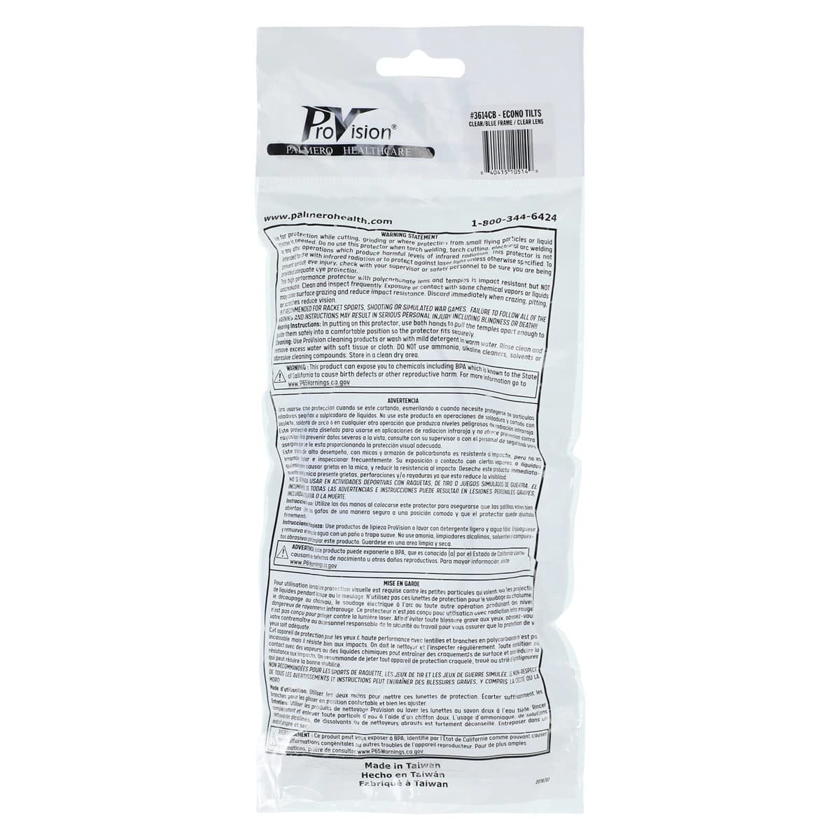 ProVision® Econo Tilts™ Safety Eyewear, Clear Frame/Clear Lens/Blue Tips, Full Size thumbnail 6