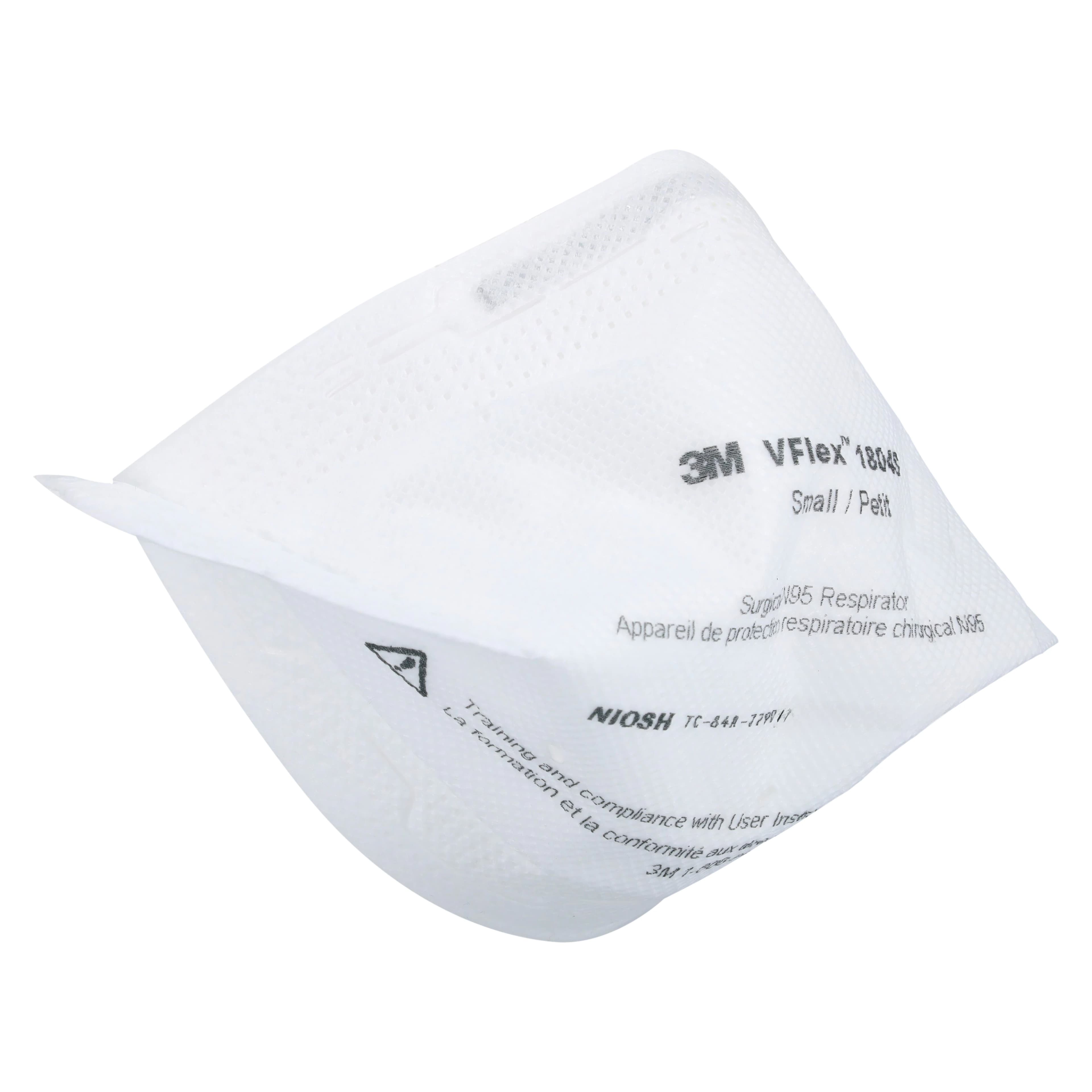 3M VFlex N95 Particulate Respirator and Surgical Mask, Small, White, 50/Box, 1804S thumbnail 3