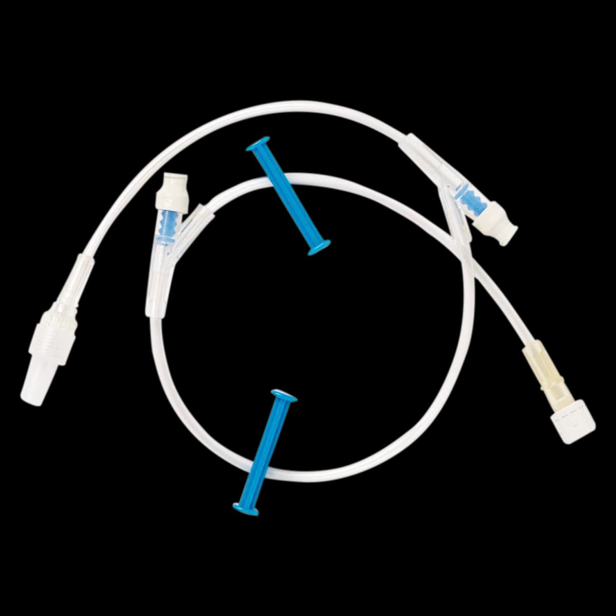 Medline IV Extension Set, 20" Male/Female Luer Lock Connectors, 2 Slide Clamps, Standard Bore, 2 Non-Filtered Ports, Priming Volume 3 mL, 100/Case - Extension Tubing Set IV Stndbr - Image 1