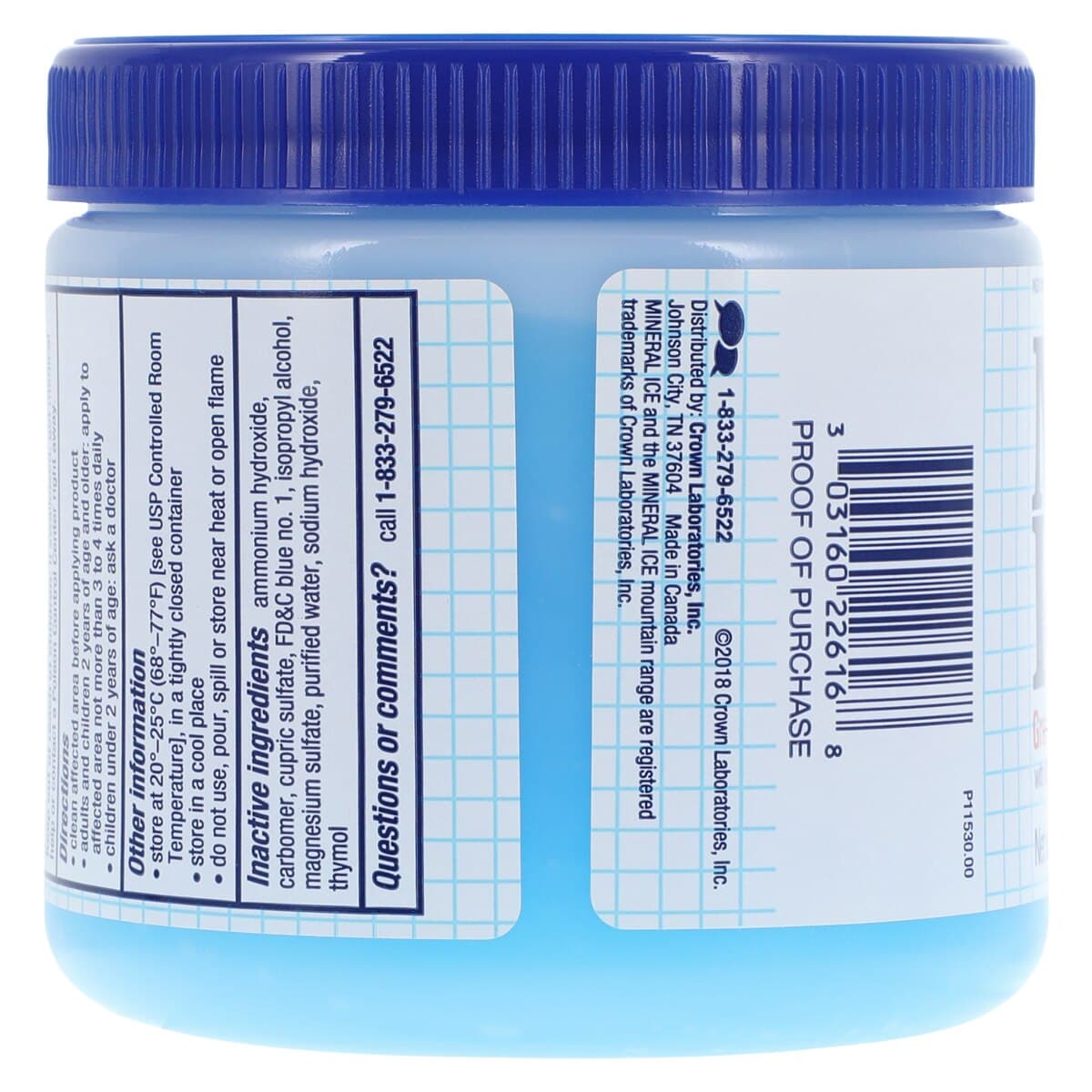 Mineral Ice Analgesic Gel, 16 oz Jar, Crown Laboratories thumbnail 3