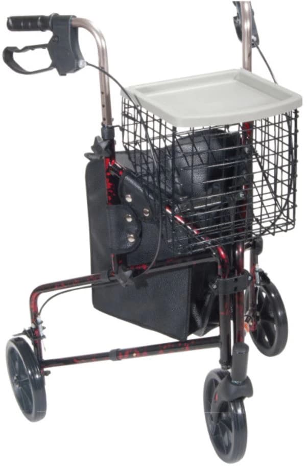 Drive Medical Deluxe 3-Wheel Rollator with Basket, 300 lb Capacity, 7.5" Casters - Rollator 3-Wheel w/ Basket - Image 1