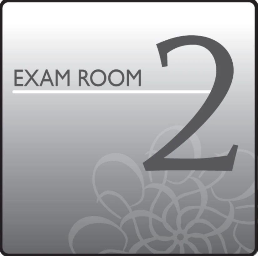 Clinton Industries Exam Room 2 Sign, Pre-Mounted Gray Plastic with Hook & Loop Strips - Sign Exam Room 2 Standard - Image 1