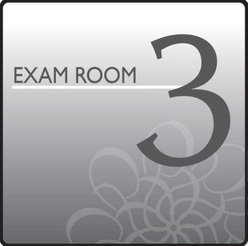 Clinton Industries Exam Room 3 Sign, Pre-Mounted Gray Plastic with Hook & Loop Strips - Sign Exam Room 3 Standard - Image 1