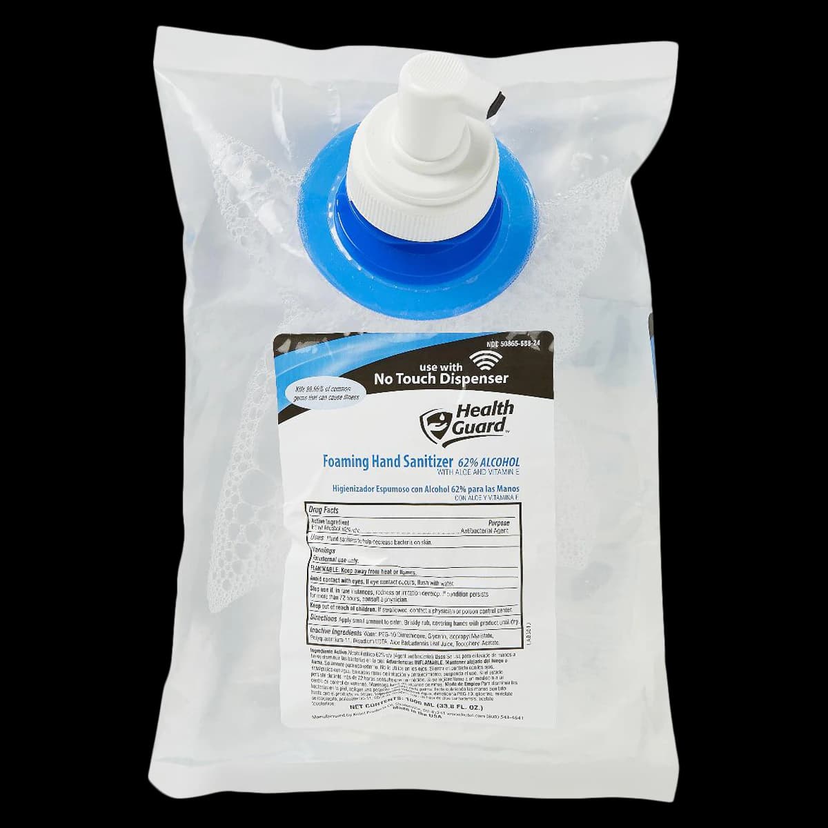 HealthGuard Foam Hand Sanitizer, 62% Ethyl Alcohol, 1000 mL (1L) Bottle, 2/Case - Healthguard Hand Sanitizer 1L - Image 1
