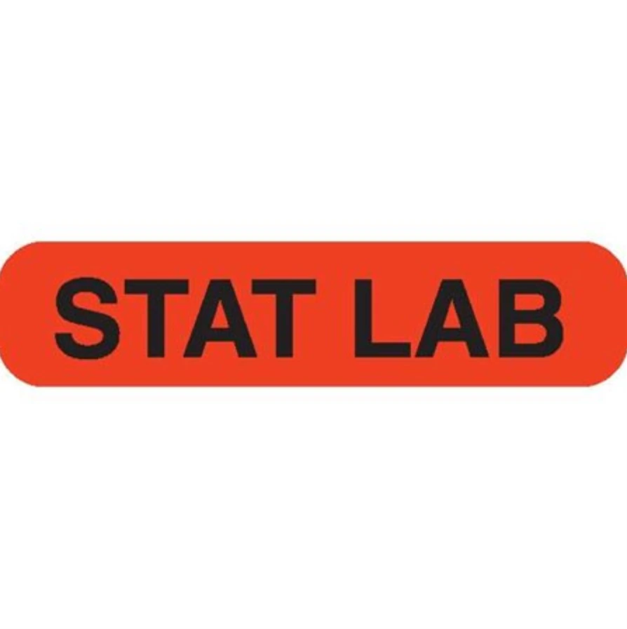 Marketlab Stat Lab Medical Labels, Orange, 1.625" x 0.375", Black Text, 1000/Package - Label "Stat Lab" 1.625x.375" - Image 1