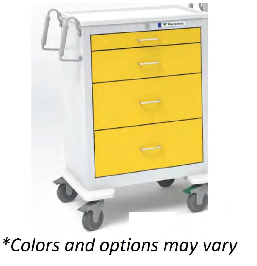 Waterloo Healthcare Unicart Isolation Cart, 4-Drawer, Steel with Key Lock - Cart Isolation Steel w/Keylock - Image 1