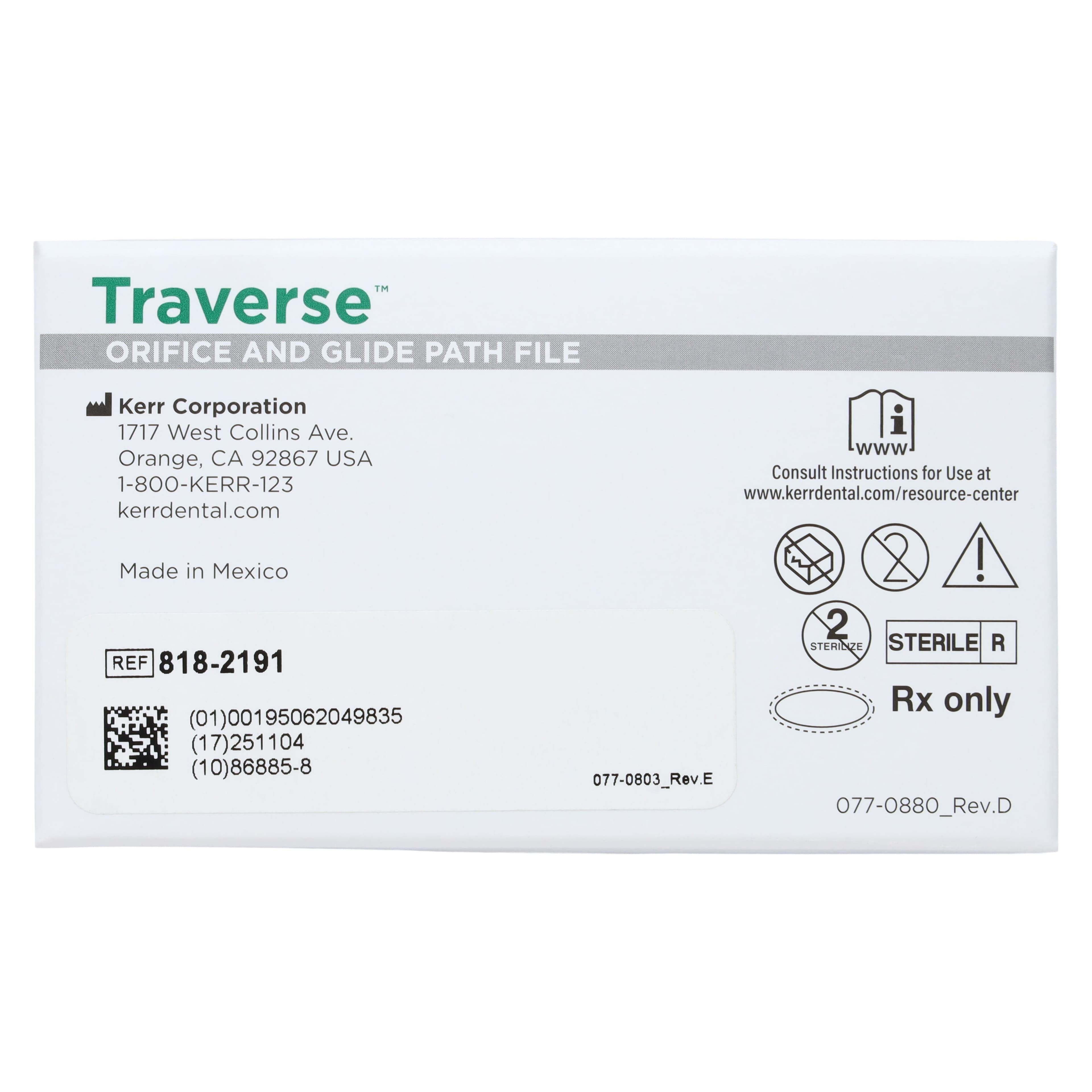 Kerr Traverse Rotary Glide Path File, Taper .06, Tip Size #18, 21mm, 4/Pkg, 818-2191 thumbnail 4