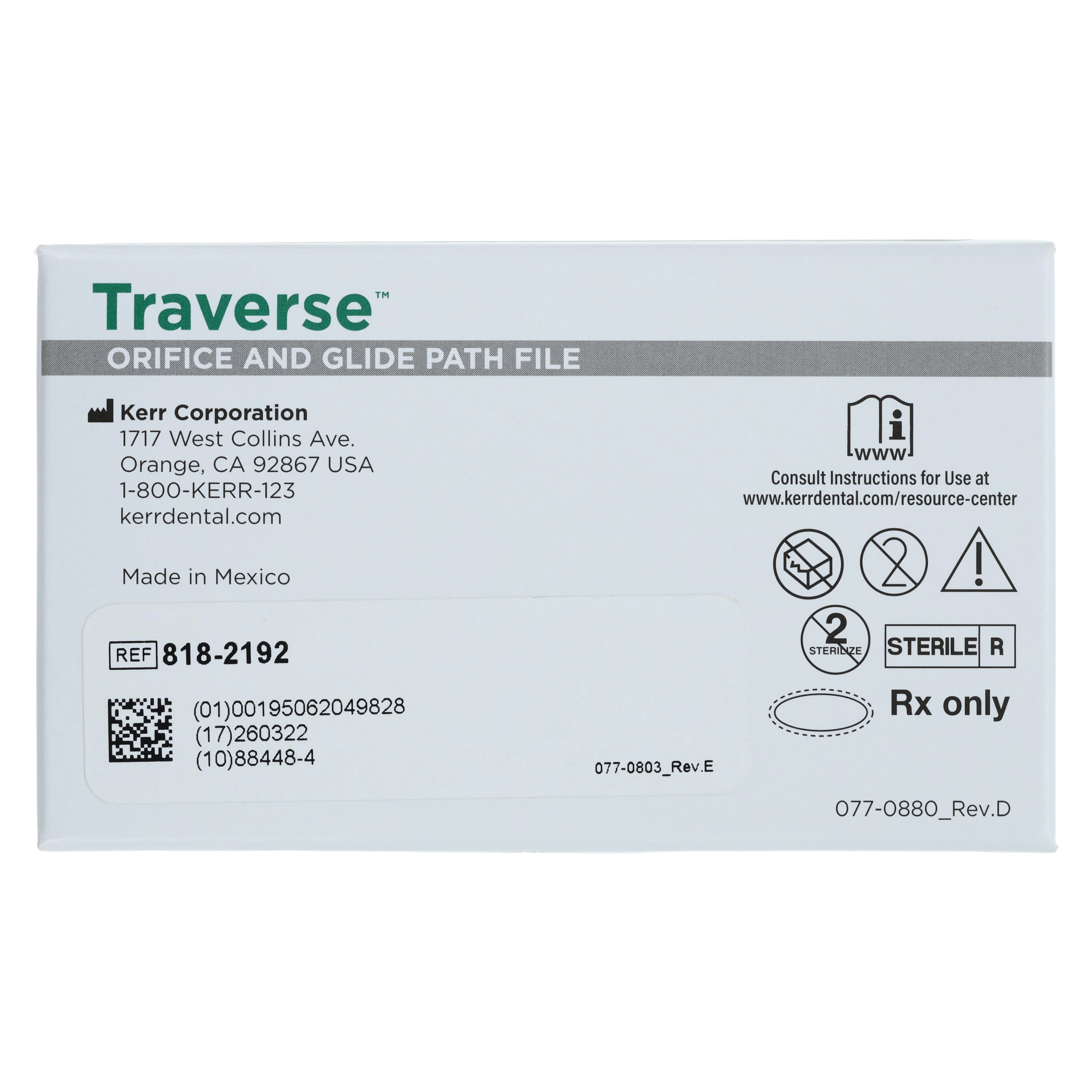 Kerr Traverse Rotary Glide Path File, Orifice Opener & Glide Path Files, Taper .06, Tip Size .18, 25mm, 4/Pkg, 818-2192 thumbnail 5