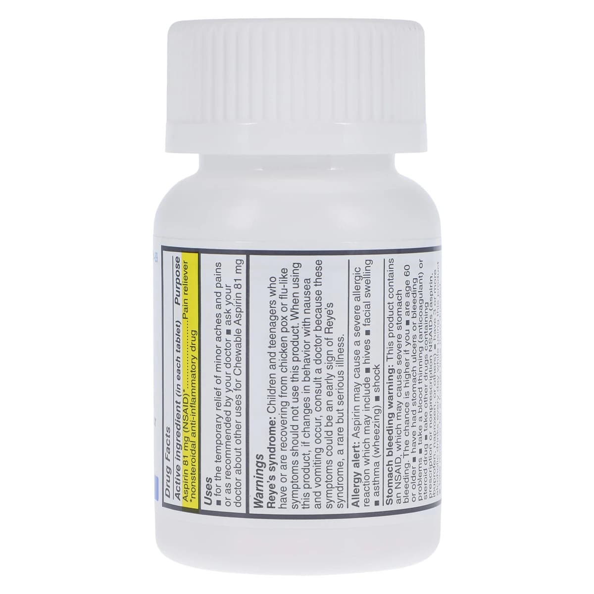 Major Pharmaceuticals Aspirin Chewable Tablets, 81 mg, Orange Flavor, 90 Count Bottle thumbnail 2