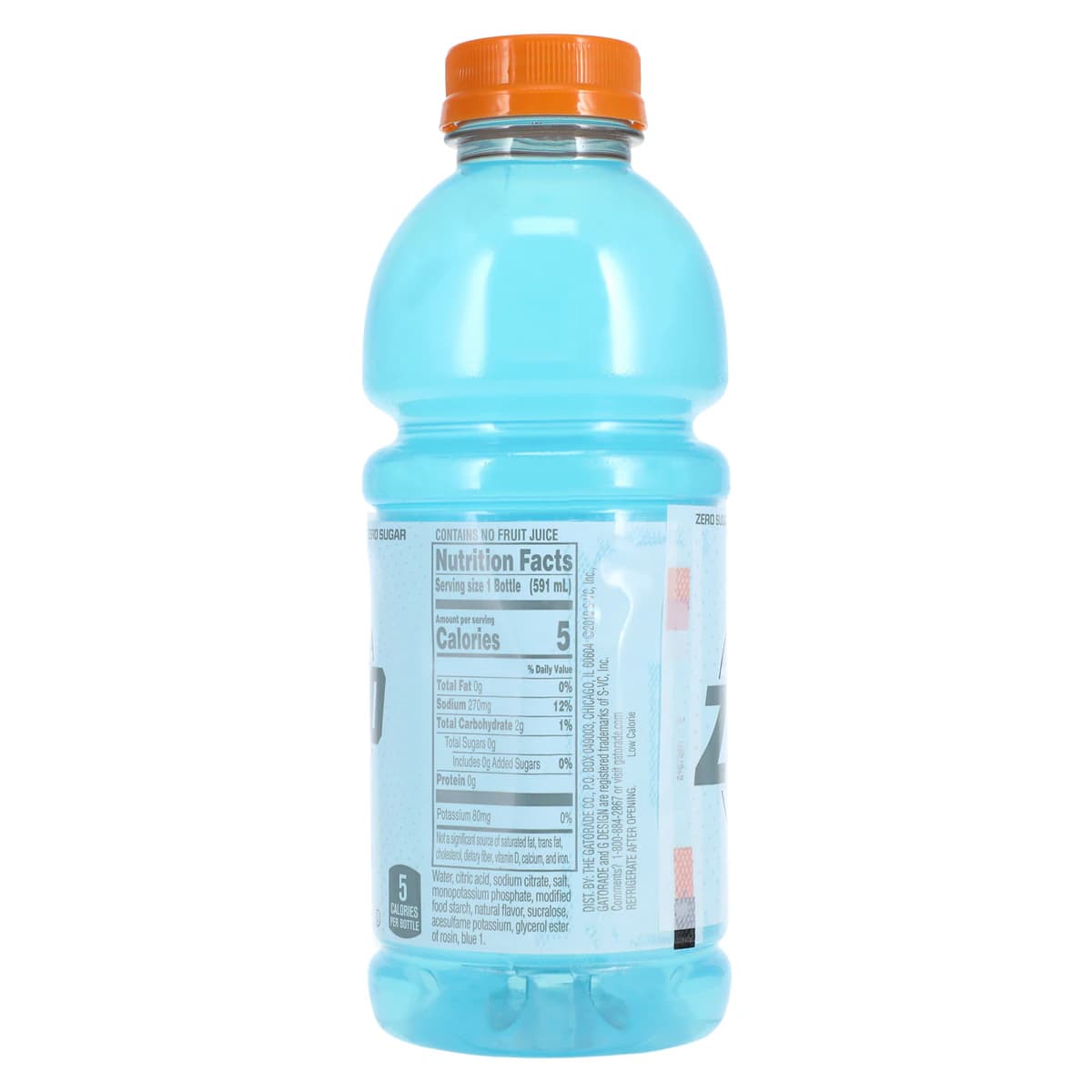 Gatorade G Zero Sports Beverage, Glacier Freeze, 20 oz Bottle, 24/Case thumbnail 2