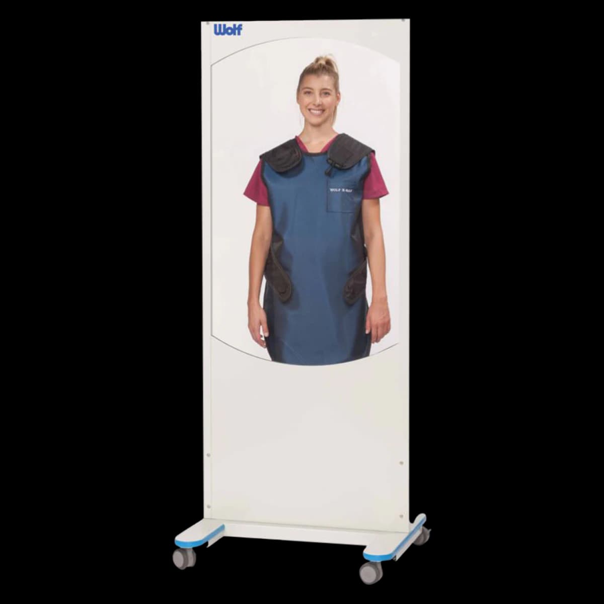Wolf X-Ray Clear-PB Mobile X-Ray Barrier, Clear 25x31x75", 0.5mm Lead Equivalence, 4" Locking Casters, 48x30" Viewing Panel - Barrier X-Ray Mobile Clear-PB - Image 1
