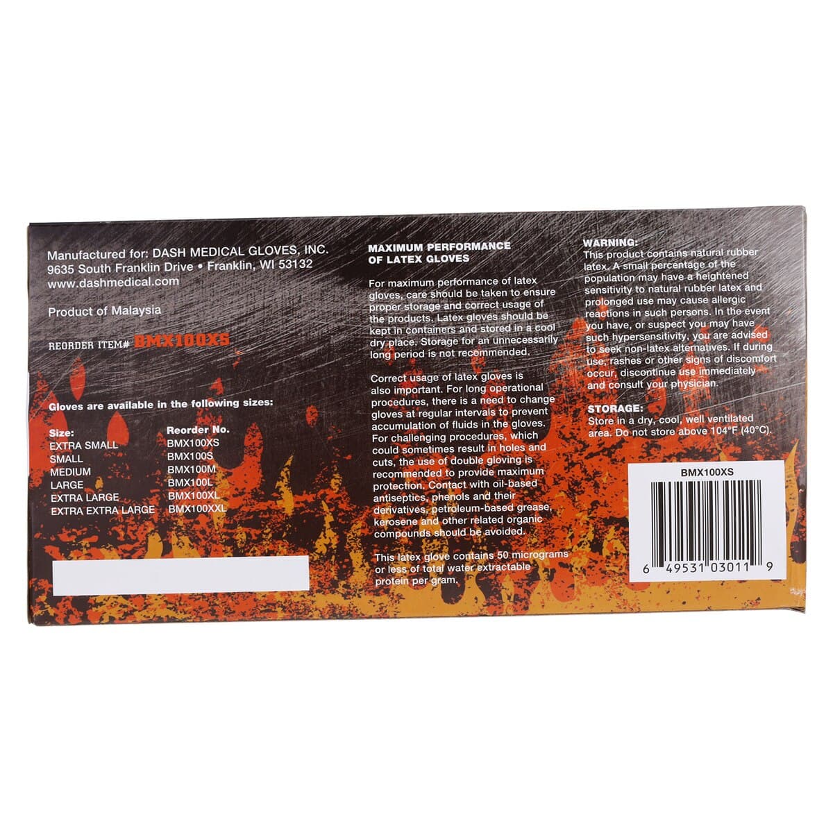 Black Maxx Latex Exam Gloves, X-Small, Black, Powder Free, Textured, Non-Sterile, 100/Box thumbnail 8