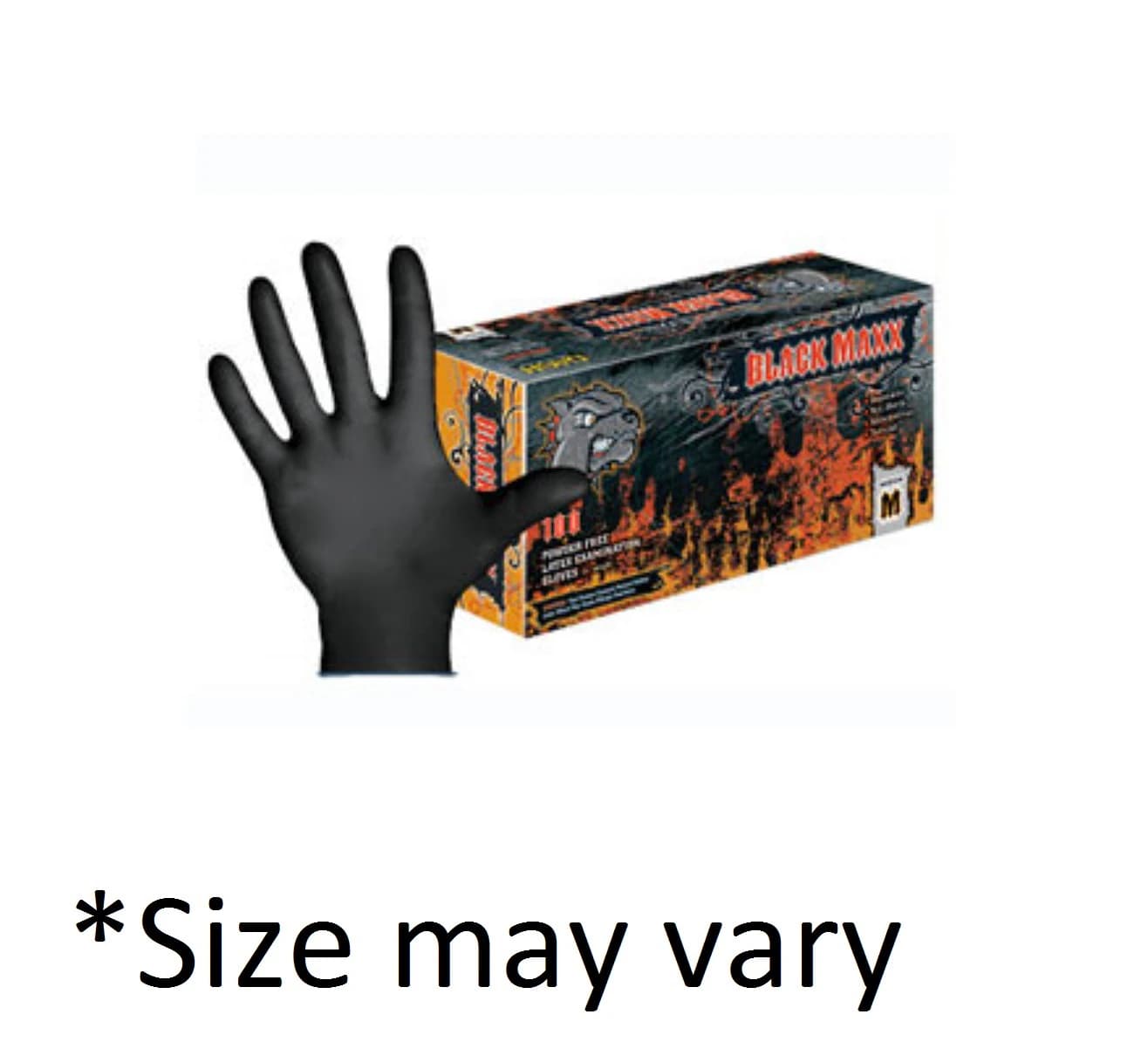 Black Maxx Latex Exam Gloves, X-Small, Black, Powder Free, Textured, Non-Sterile, 100/Box thumbnail 2