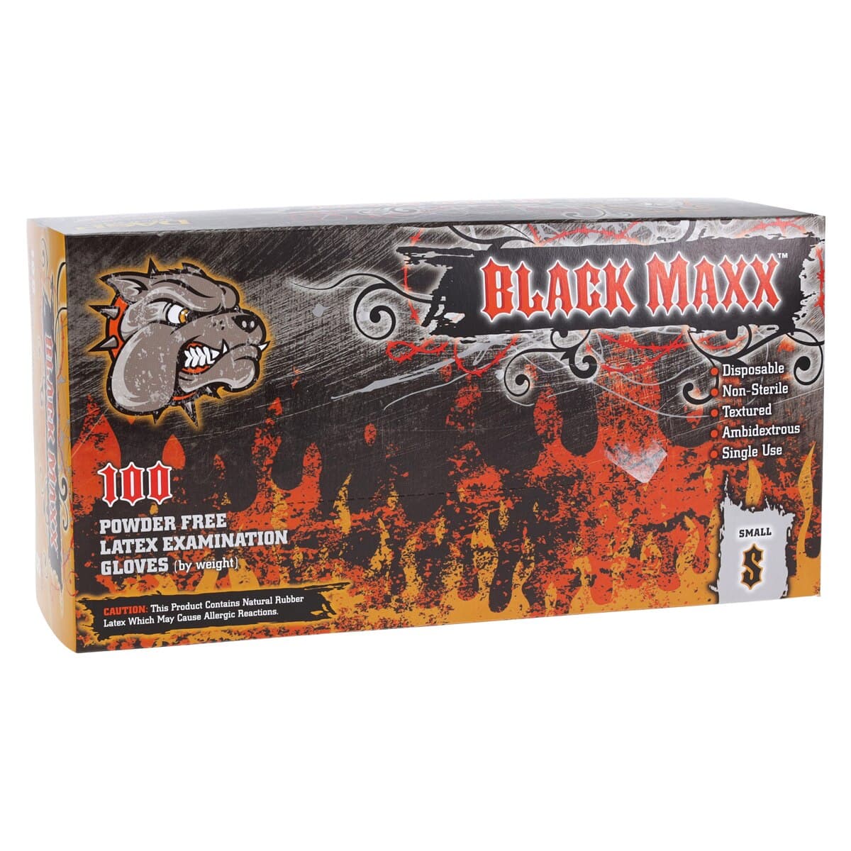 Black Maxx™ Latex Exam Gloves, Powder Free, Non-Sterile, Small, Black, 100/Box, BMX100S thumbnail 4