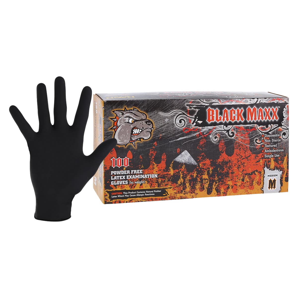 Black Maxx™ Latex Exam Gloves, Powder Free, Non-Sterile, Medium, Black, 100/Box, BMX100M thumbnail 2