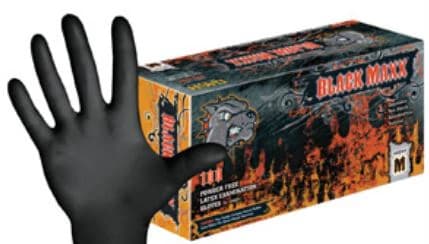 Black Maxx™ Latex Exam Gloves, Powder Free, Non-Sterile, Medium, Black, 100/Box, BMX100M - Black Maxx™ Latex Exam Gloves, 100/Pkg - Medium - Image 1