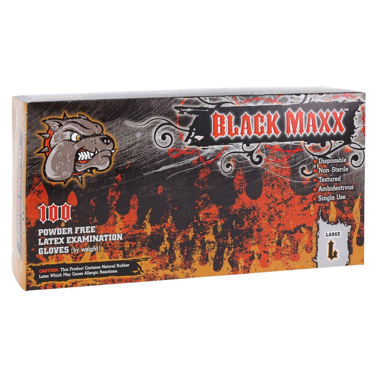 Black Maxx™ Latex Exam Gloves, Powder Free, Non-Sterile, Large, Black, 100/Box, BMX100L thumbnail 4