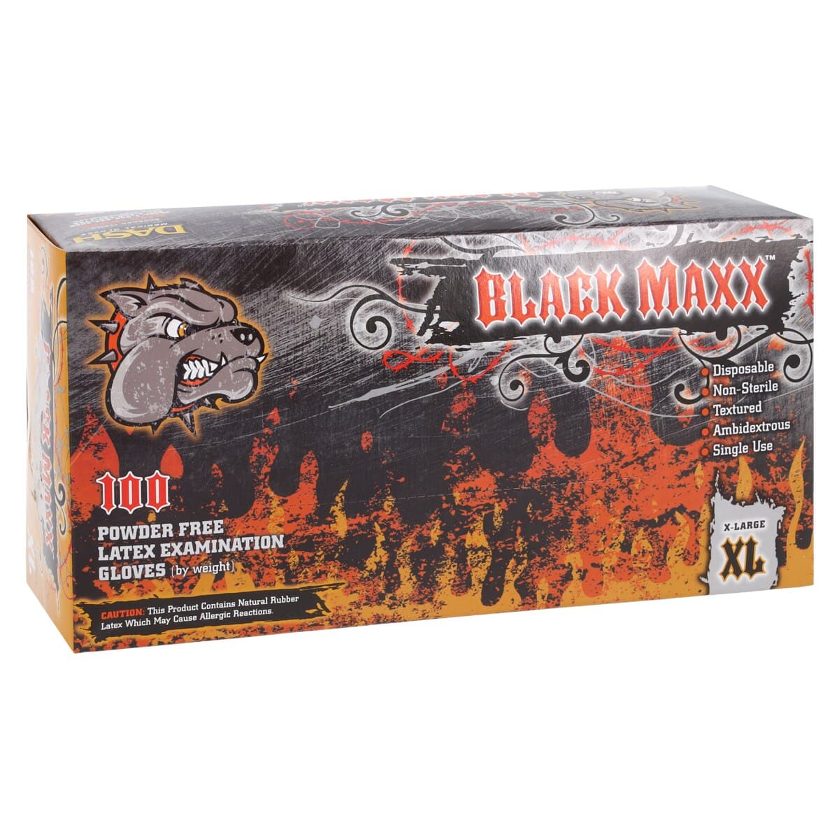 Black Maxx Latex Exam Gloves, Powder Free, Textured, Non-Sterile, XL, Black, 100/Box, BMX100XL thumbnail 4
