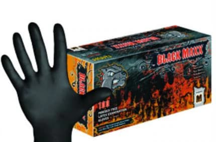 Black Maxx Latex Exam Gloves, Powder Free, Textured, Non-Sterile, XL, Black, 100/Box, BMX100XL thumbnail 2