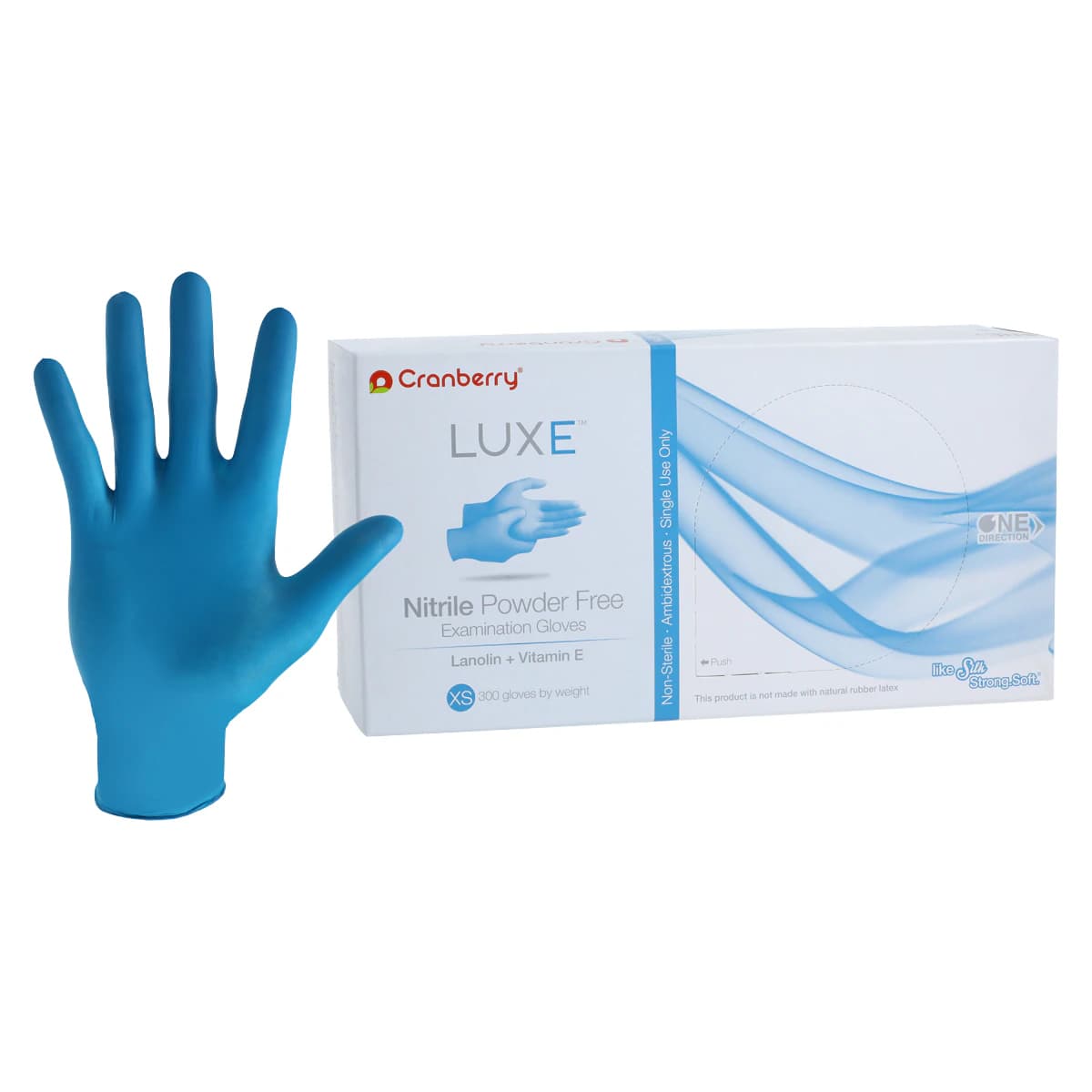 Cranberry LUXE Nitrile Exam Gloves, Powder Free, Non-Sterile, X-Small, Azure Blue, 300/Box, CR3665 thumbnail 2