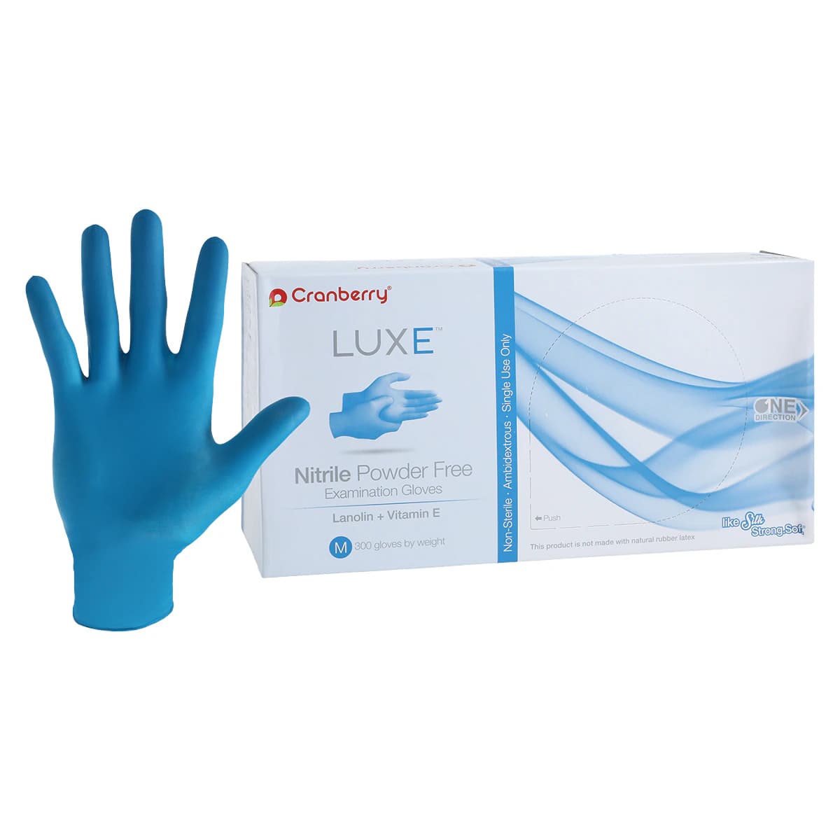 Cranberry LUXE Nitrile Exam Gloves, Powder Free, Non-Sterile, Medium, Azure Blue, 300/Box, CR3667 thumbnail 2