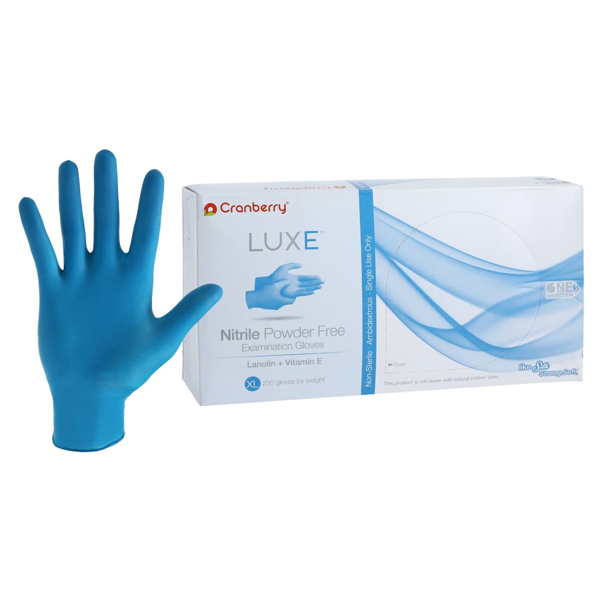 Cranberry LUXE Nitrile Exam Gloves, Powder Free, Non-Sterile, X-Large, Azure Blue, 250/Box, CR3669 thumbnail 2