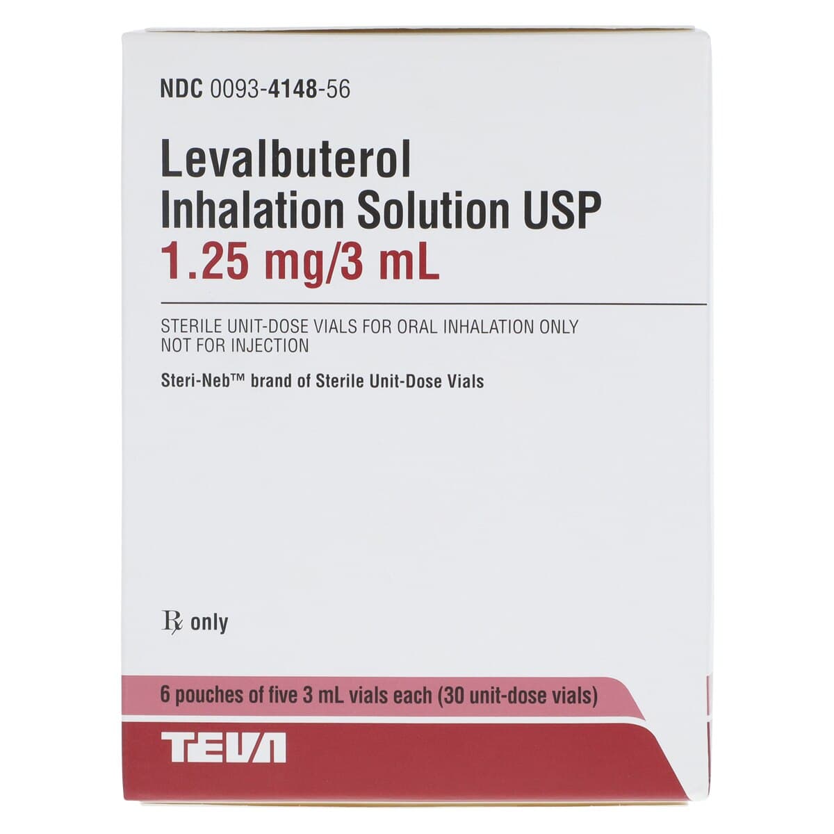 Levalbuterol Inhalation Solution 1.25 mg/3 mL, 3 mL Unit-Dose Vials, 30/Package (Teva Pharmaceuticals) thumbnail 2