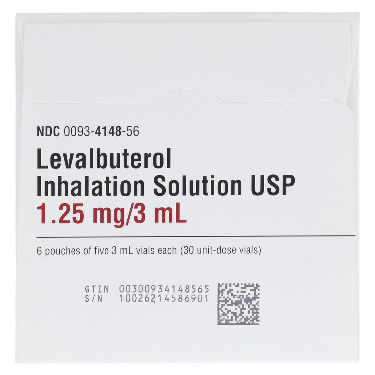 Levalbuterol Inhalation Solution 1.25 mg/3 mL, 3 mL Unit-Dose Vials, 30/Package (Teva Pharmaceuticals) thumbnail 5