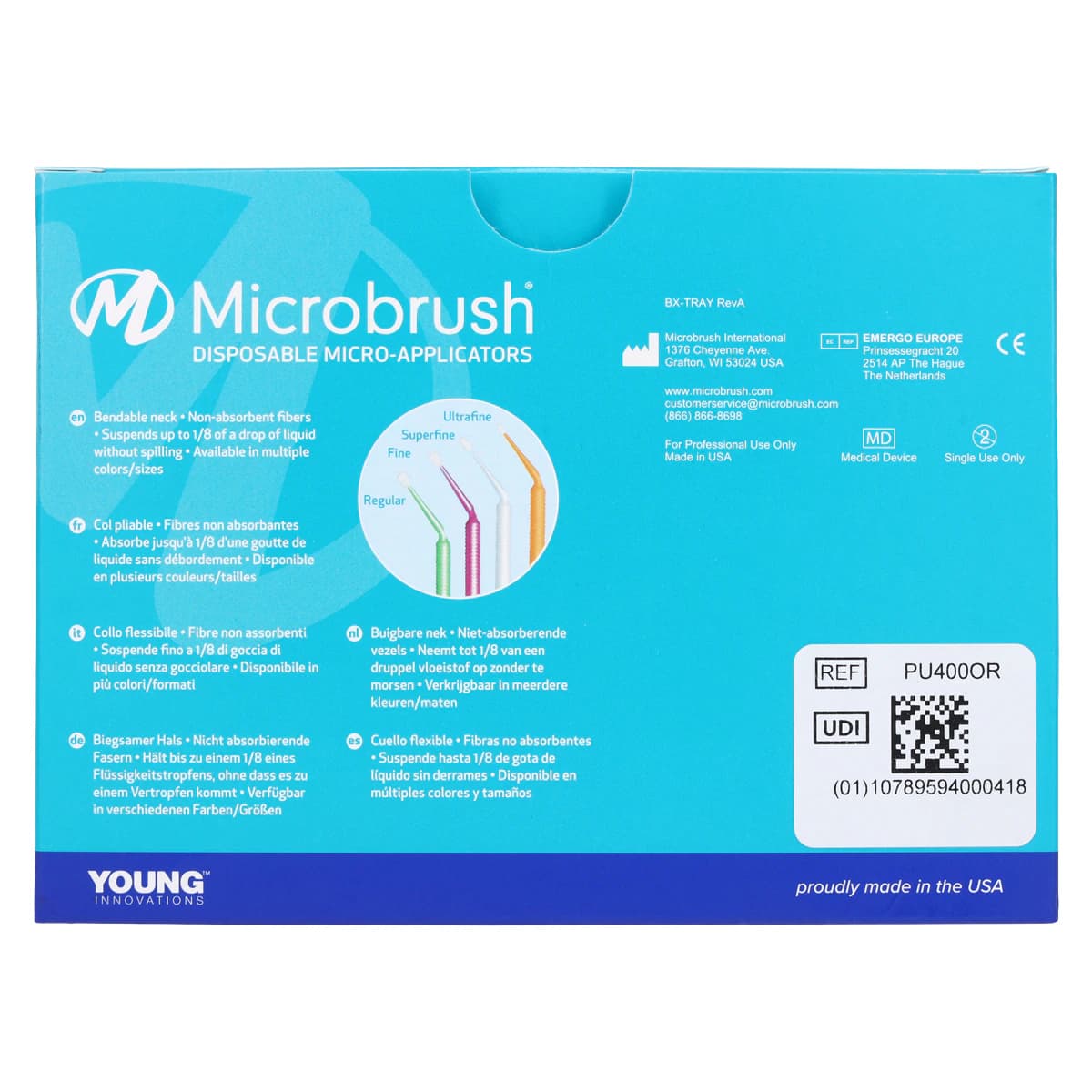 Microbrush Plus Micro-Applicator Dispenser Refills, Ultra Fine (0.5 mm), Orange, 400/Pk, PU400OR thumbnail 4