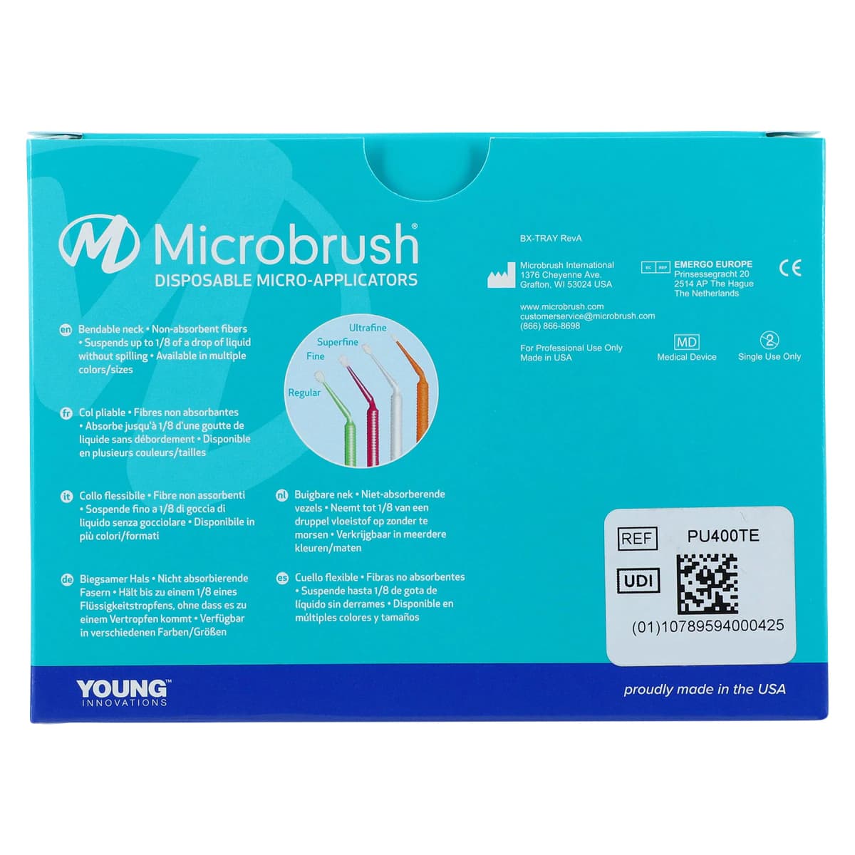 Microbrush Plus Micro-Applicator Dispenser Refills, Ultra Fine (0.5 mm), Teal, 400/Pk, PU400TE thumbnail 4