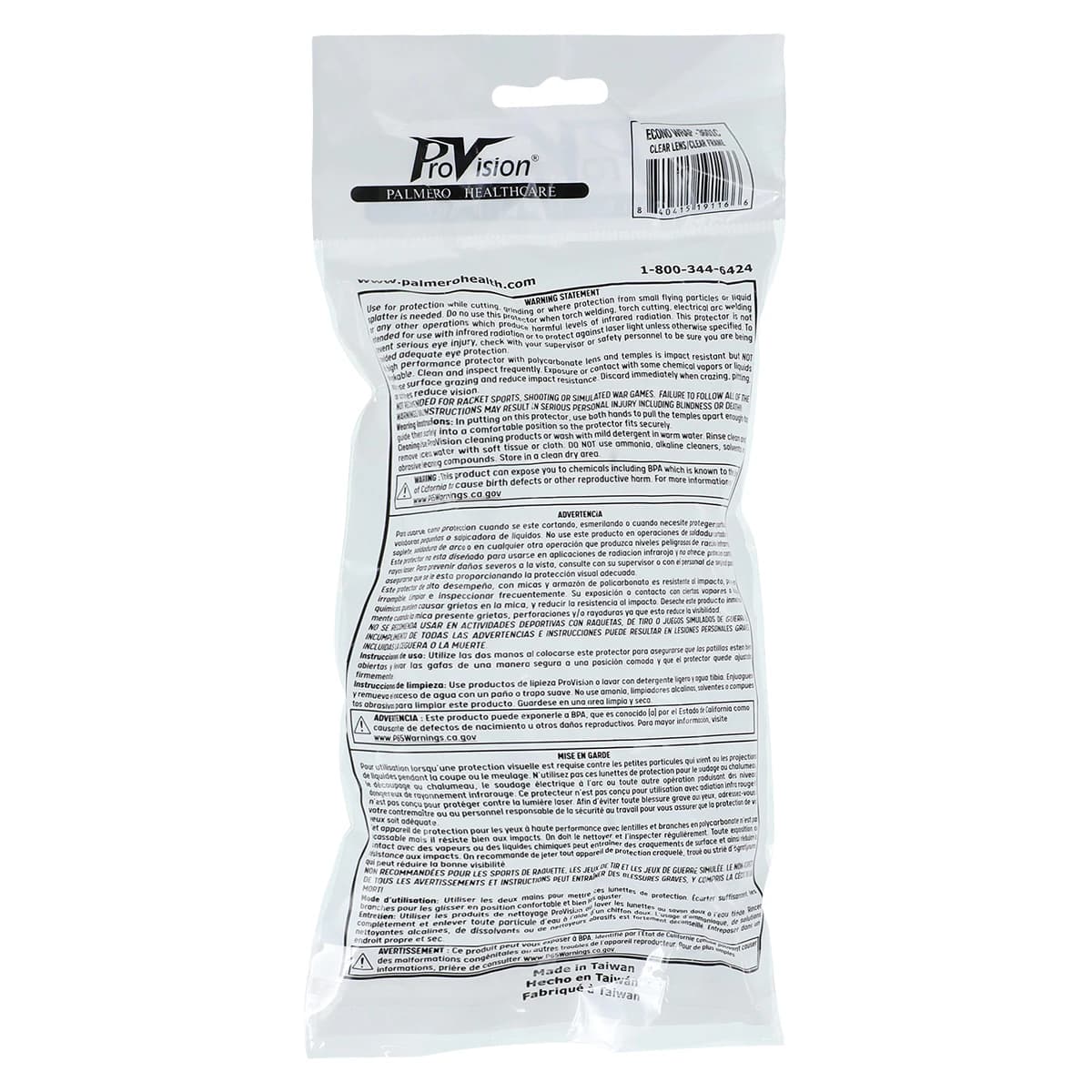 ProVision Econo Wraps Safety Eyewear, Clear Frame/Clear Lens, 1/Pk, 3601C thumbnail 6