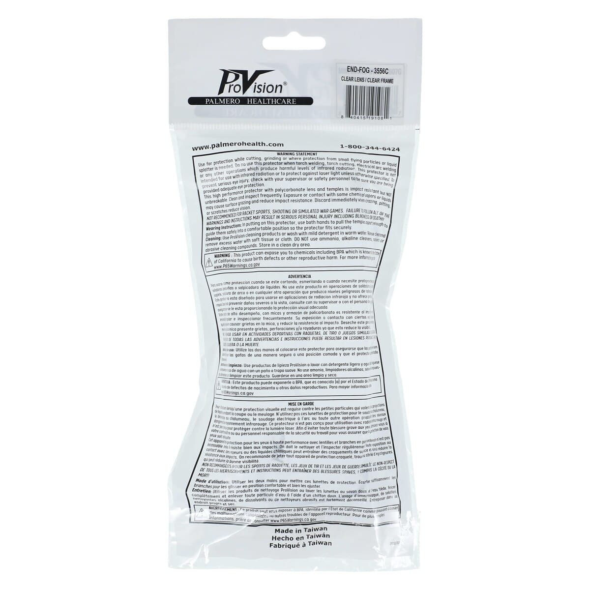 ProVision End-Fog Protective Eyewear, Clear Frame, Clear Lens, Anti-Fog, Anti-Scratch, UV Protection, 1/Pkg, 3556C thumbnail 6