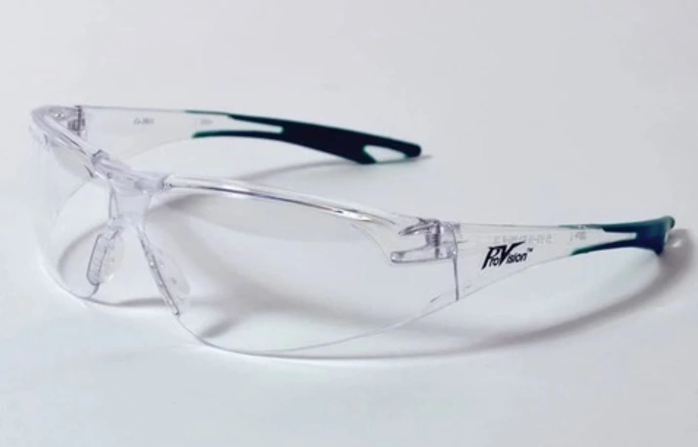 Palmero ProVision Chic Protective Eyewear, Clear Frame with Green Tips, Clear Lens, ANSI Z87.1, 1 Each - Palmero - Chic Eyewear , Clear Frame W/Green Tips, Clear Lens - Image 1