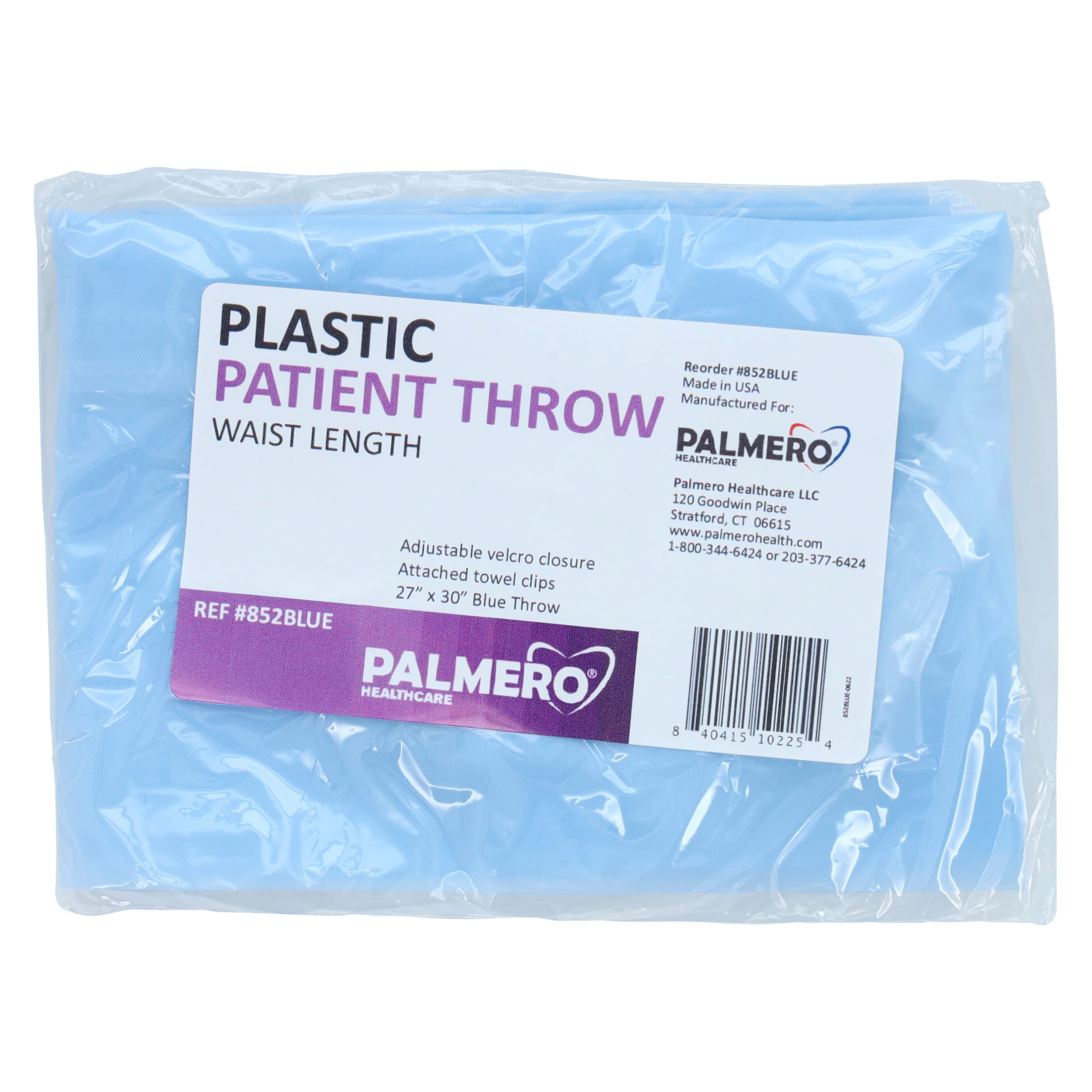 Palmero Plastic Waist-Length Patient Throw, Blue, 27" x 30", 852BLUE thumbnail 2