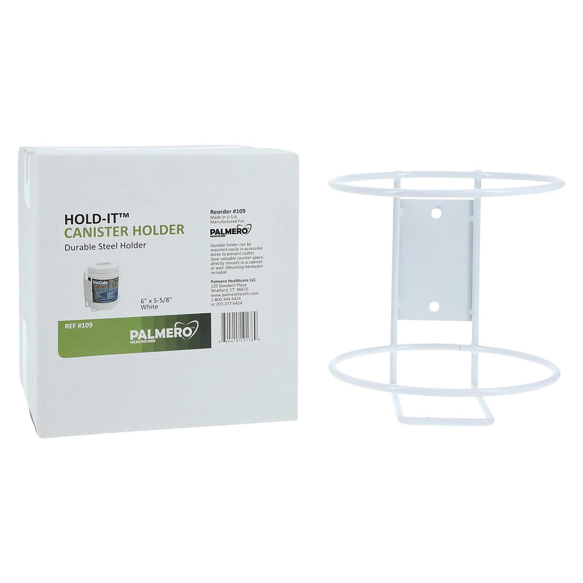 Hold-It Canister Holder, Wall Mount, White, 6" x 5.625", #109 thumbnail 2