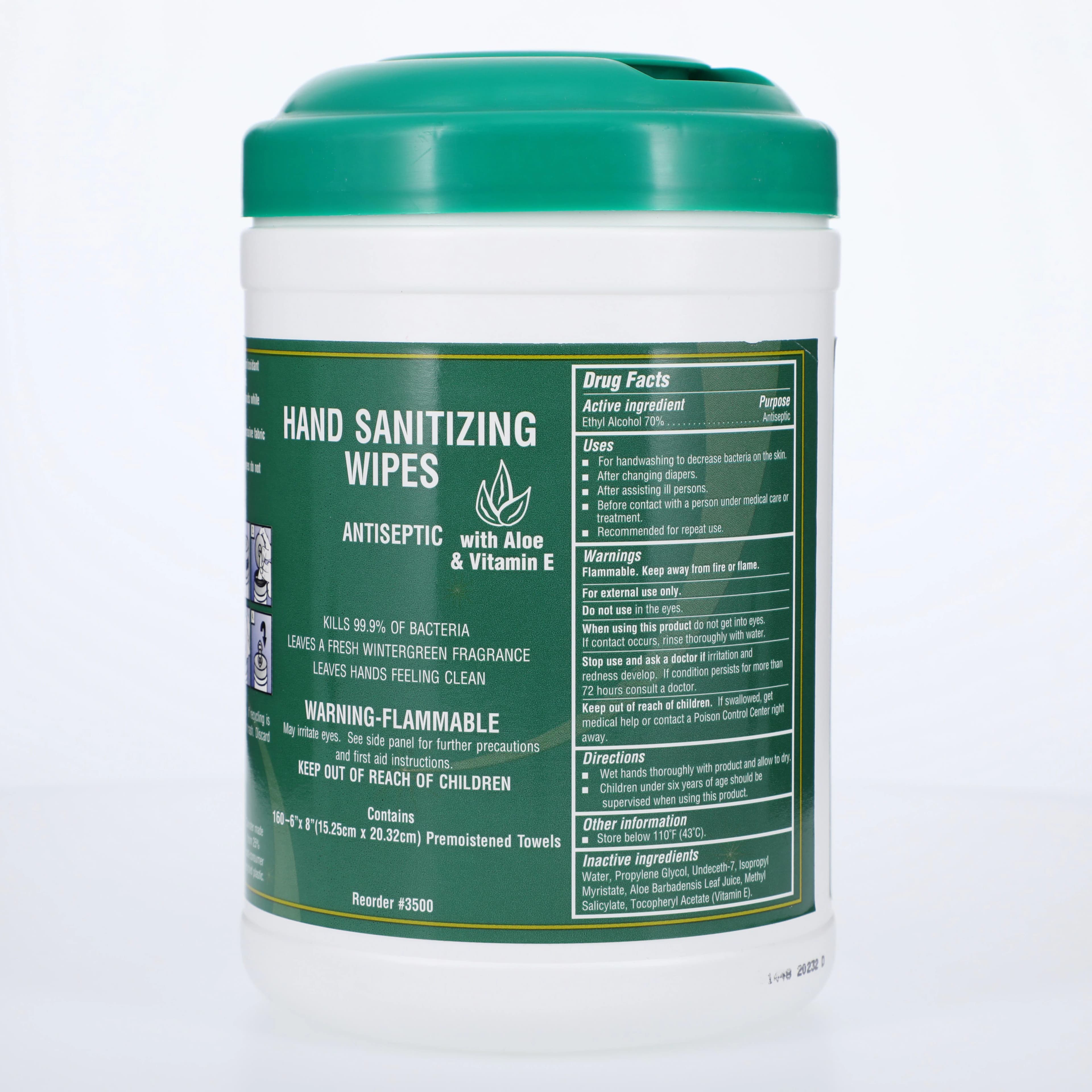 DisCide XRA Hand Sanitizing Wipes, 6" x 8", Wintergreen, 160 Towelettes/Canister, 3500 thumbnail 2