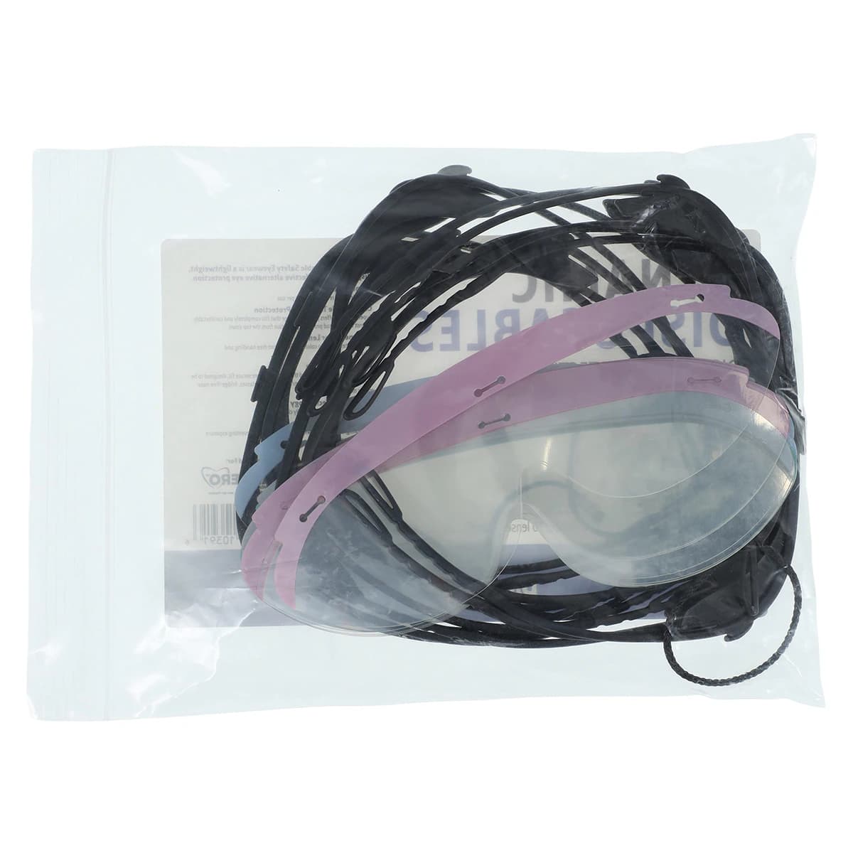 Dynamic Disposables® Safety Eyewear Office Pack, 10 Frames, 20 Clear Lenses & 1 Cord, Black, 3900 thumbnail 4