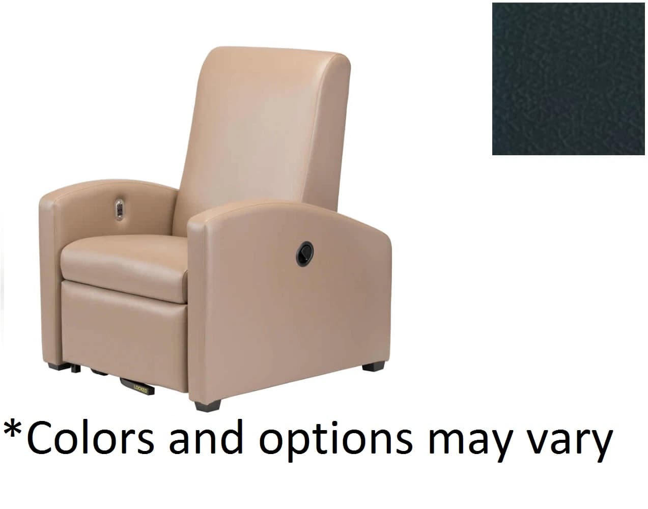 Winco Augustine Treatment Recliner with Right Side Tray, 500 lb Capacity, Black - Recliner Tx w/Rght Side Tray - Image 1