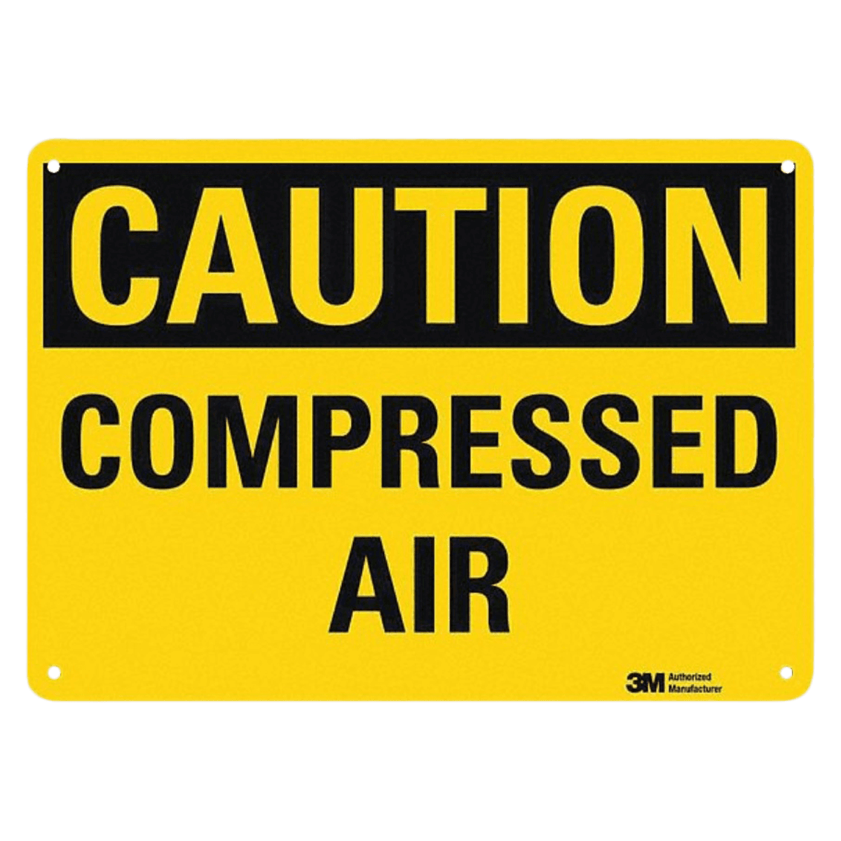 Caution Compressed Air Sign, Yellow/Black Plastic with Mounting Holes, Each - Sign Caution Compressed Air - Image 1